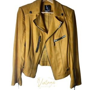 Lena Gabriel Yellow Mustard Casual Moto Jacket size 6